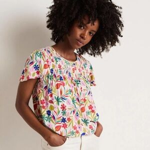 Boden NWT Layla Smocked Floral Patterned Top 100% Viscose Women’s US 2